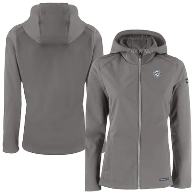 Women's Cutter & Buck Charcoal Washington Nationals Evoke Eco Softshell Recycled Full-Zip Hoodie Jacket