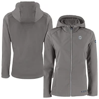 Women's Cutter & Buck Charcoal Washington Nationals Evoke Eco Softshell Recycled Full-Zip Hoodie Jacket