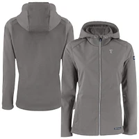Women's Cutter & Buck Charcoal Texas Rangers Evoke Eco Softshell Recycled Full-Zip Hoodie Jacket