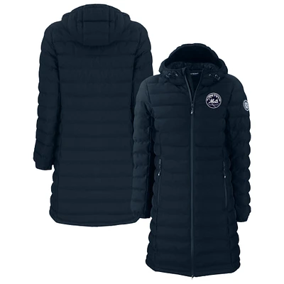 Women's Cutter & Buck  Navy New York Mets Mission Ridge Repreve Eco Insulated Long Puffer Jacket