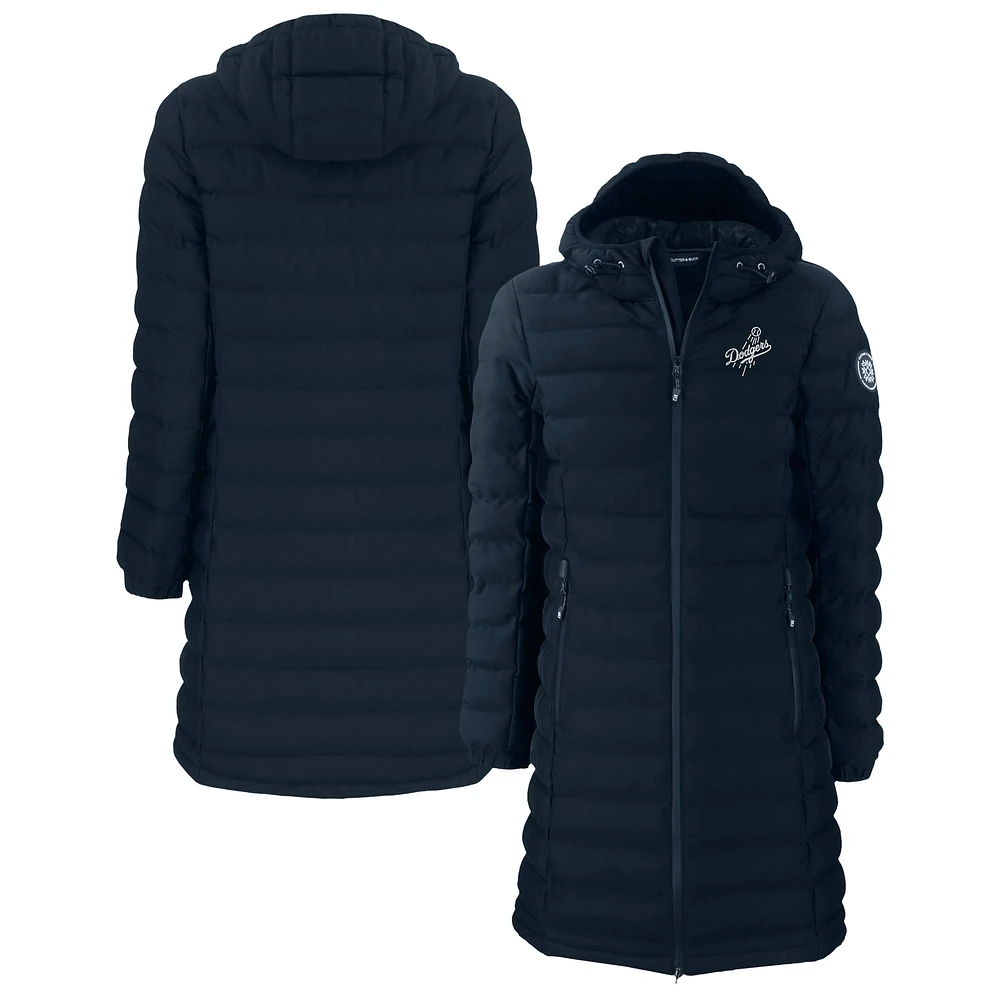 Women's Cutter & Buck Navy Los Angeles Dodgers Mission Ridge Repreve Eco Insulated Long Puffer Jacket