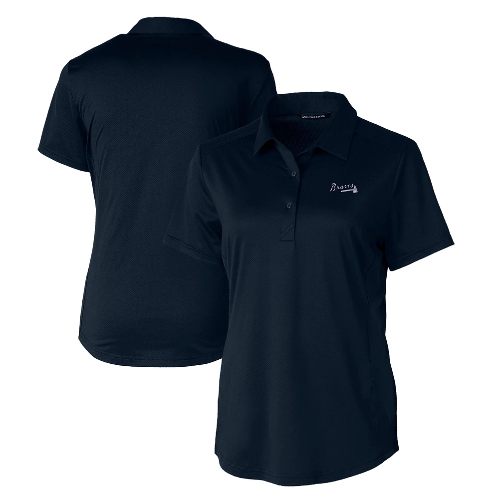 Women's Cutter & Buck Navy Atlanta Braves Eco Textured Stretch Recycled Polo