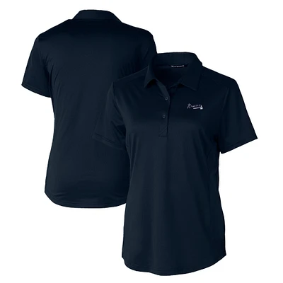 Women's Cutter & Buck Navy Atlanta Braves Eco Textured Stretch Recycled Polo