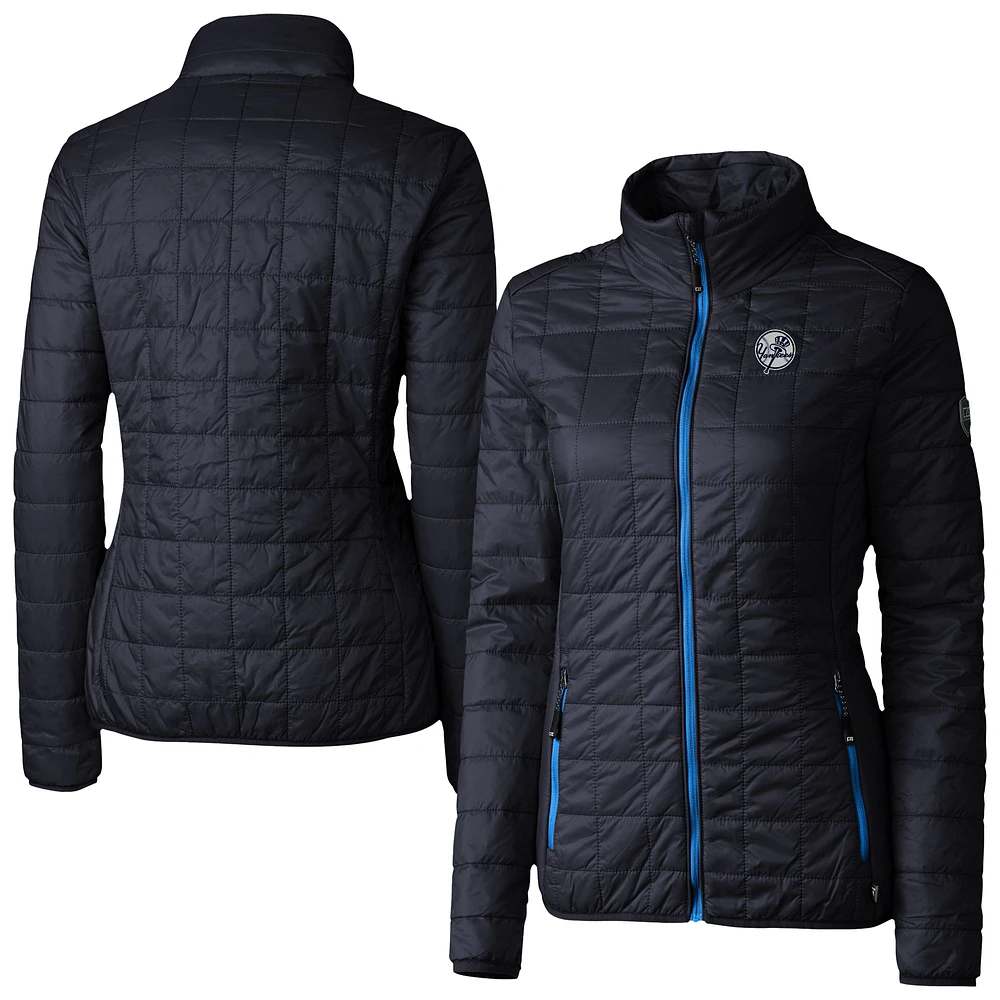 Women's Cutter & Buck Navy/Royal New York Yankees Rainier PrimaLoft Eco Insulated Full-Zip Puffer Jacket
