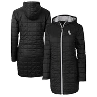 Women's Cutter & Buck Black Chicago White Sox Rainier Primaloft Eco Insulated Hooded Long Coat
