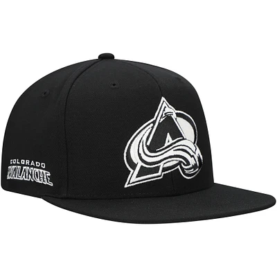 Men's Mitchell & Ness  Black Colorado Avalanche Team Snapback Hat