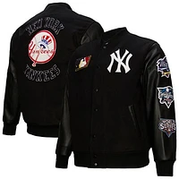 Men's Mitchell & Ness Black New York Yankees Blackout Collection Full-Snap Varsity Jacket