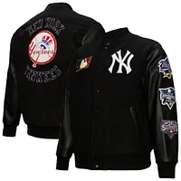 Men's Mitchell & Ness Black New York Yankees Blackout Collection Full-Snap Varsity Jacket