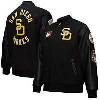 Men's Mitchell & Ness Black San Diego Padres Blackout Collection Full-Snap Varsity Jacket