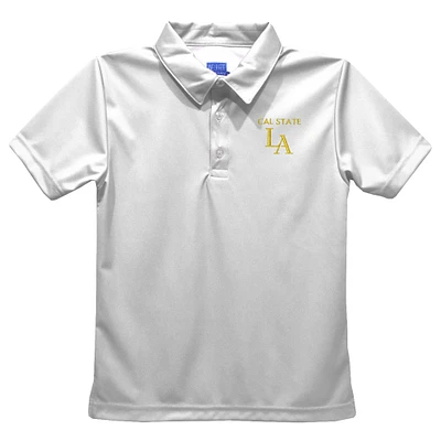 Youth Vive La Fete  White Cal State L.A. Golden Eagles Solid Polo