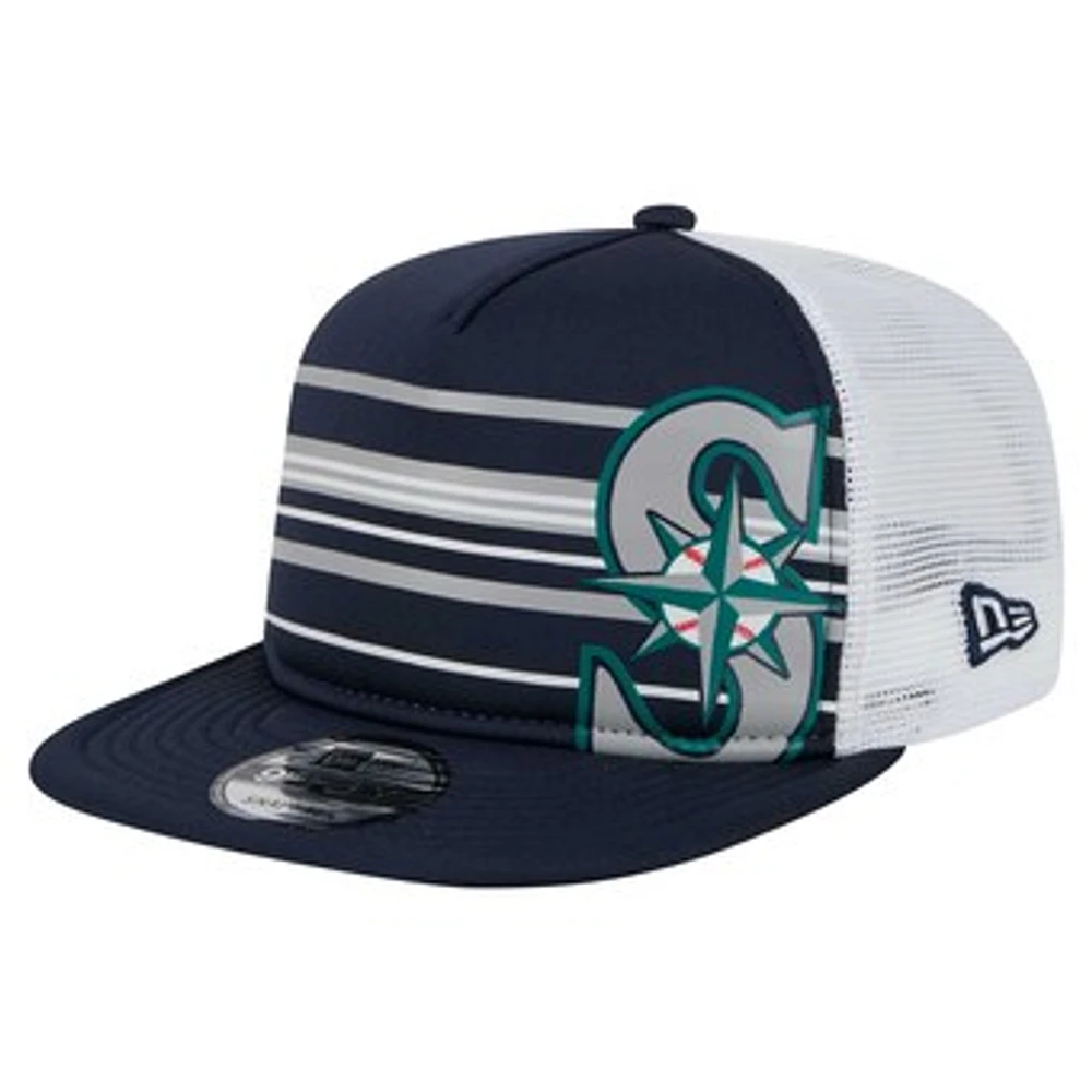 Men's New Era  Navy Seattle Mariners 9FIFTY A-Frame Trucker Snapback Hat