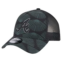 Men's New Era  Black Atlanta Braves 9FORTY A-Frame Trucker Adjustable Hat