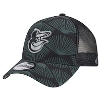 Men's New Era  Black Baltimore Orioles 9FORTY A-Frame Trucker Adjustable Hat