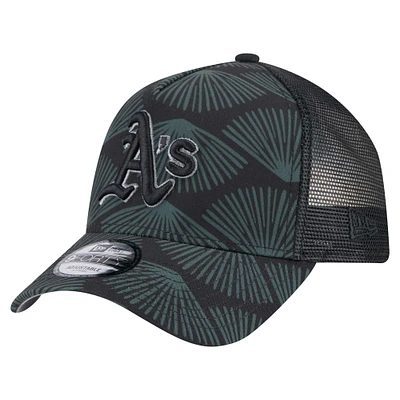 Men's New Era  Black Athletics 9FORTY A-Frame Trucker Adjustable Hat