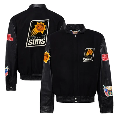 Men's Jeff Hamilton  Black Phoenix Suns Wool & Leather Full-Snap Varsity Jacket