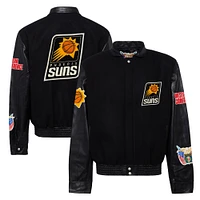 Men's Jeff Hamilton  Black Phoenix Suns Wool & Leather Full-Snap Varsity Jacket
