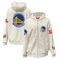 Men's Jeff Hamilton  White Golden State Warriors Vegan Leather Full-Zip Hoodie