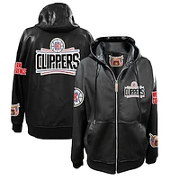 Men's Jeff Hamilton LA Clippers Vegan Leather Full-Zip Hoodie