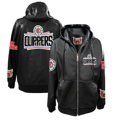 Men's Jeff Hamilton LA Clippers Vegan Leather Full-Zip Hoodie