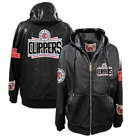Men's Jeff Hamilton LA Clippers Vegan Leather Full-Zip Hoodie
