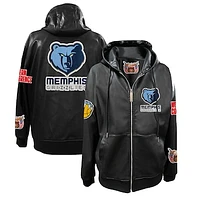 Men's Jeff Hamilton Memphis Grizzlies Vegan Leather Full-Zip Hoodie