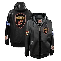 Men's Jeff Hamilton  Black Cleveland Cavaliers Vegan Leather Full-Zip Hoodie