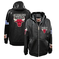 Men's Jeff Hamilton  Black Chicago Bulls Vegan Leather Full-Zip Hoodie