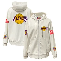 Men's Jeff Hamilton  White Los Angeles Lakers Vegan Leather Full-Zip Hoodie