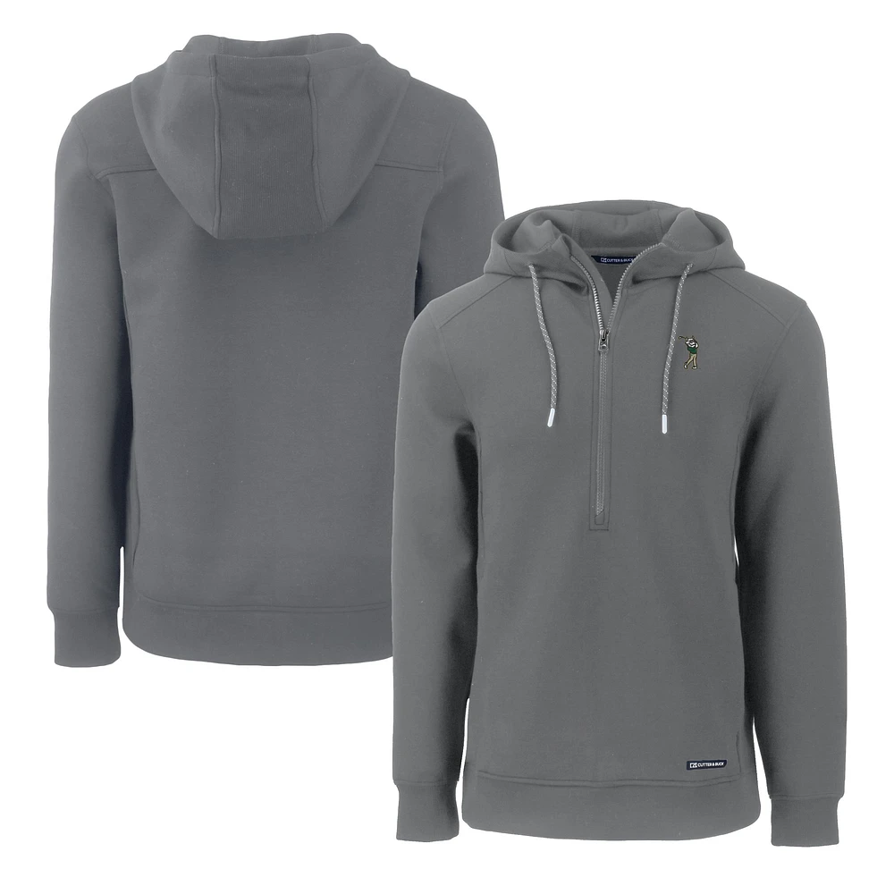 Men's Cutter & Buck Gray South Florida Bulls Roam Eco Half-Zip Recycled Pullover Hoodie