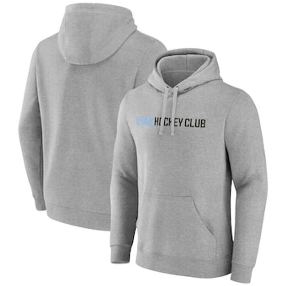 Men's Fanatics Heather Gray Utah Hockey Club Wordmark Logo Fleece Pullover Hoodie