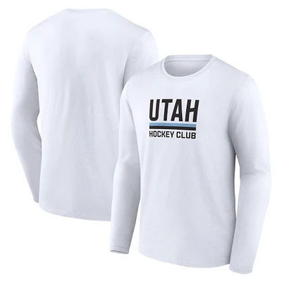 Men's Fanatics White Utah Hockey Club Secondary Logo Long Sleeve T-Shirt