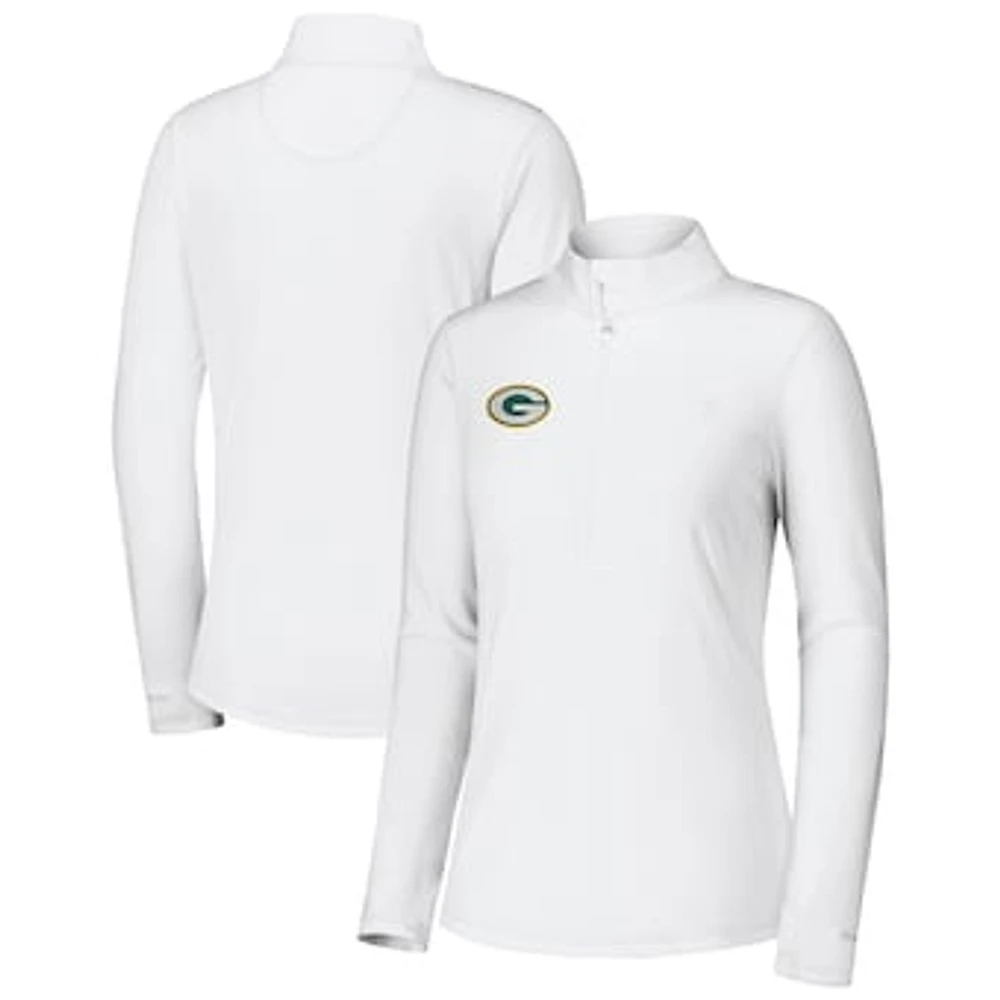 Women's Tommy Bahama White Green Bay Packers Sport Playa Vista Quarter-Zip Jacket