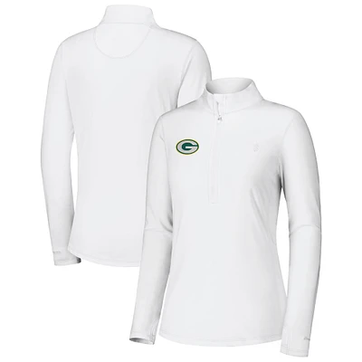 Women's Tommy Bahama White Green Bay Packers Sport Playa Vista Quarter-Zip Jacket