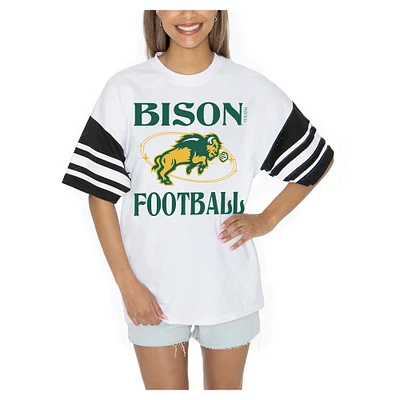 Women's Gameday Couture  White NDSU Bison Starting Lineup Contrast Sporty Heritage Oversized T-Shirt