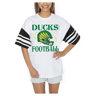 Women's Gameday Couture  White Oregon Ducks Starting Lineup Contrast Sporty Heritage Oversized T-Shirt