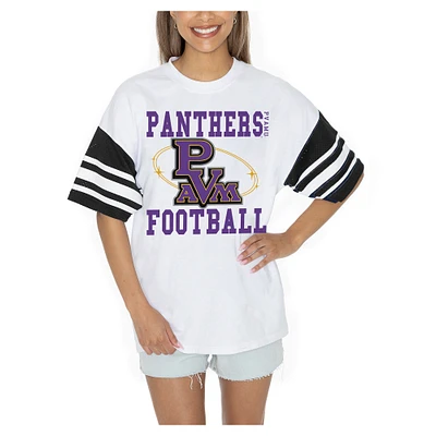 Women's Gameday Couture  White Prairie View A&M Panthers Starting Lineup Contrast Sporty Heritage Oversized T-Shirt