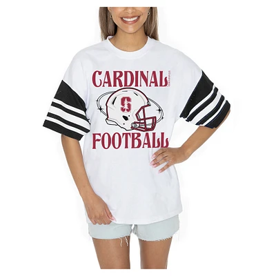 Women's Gameday Couture  White Stanford Cardinal Starting Lineup Contrast Sporty Heritage Oversized T-Shirt