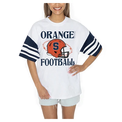 Women's Gameday Couture  White Syracuse Orange Starting Lineup Contrast Sporty Heritage Oversized T-Shirt