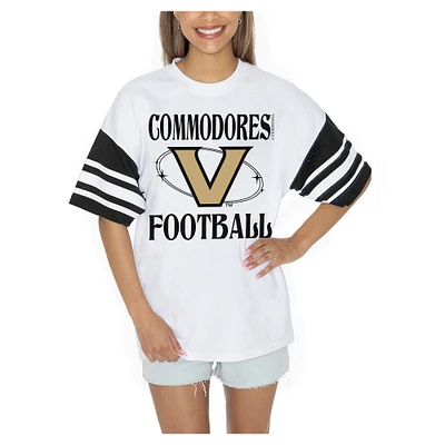 Women's Gameday Couture  White Vanderbilt Commodores Starting Lineup Contrast Sporty Heritage Oversized T-Shirt