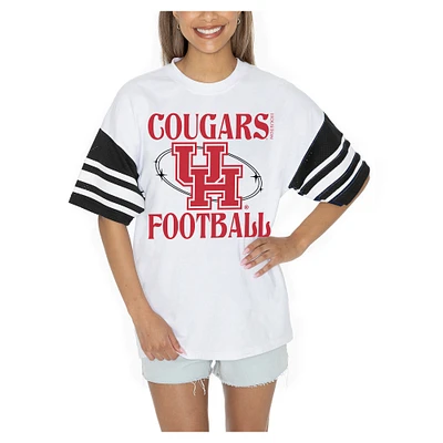 Women's Gameday Couture  White Houston Cougars Starting Lineup Contrast Sporty Heritage Oversized T-Shirt
