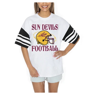 Women's Gameday Couture  White Arizona State Sun Devils Starting Lineup Contrast Sporty Heritage Oversized T-Shirt