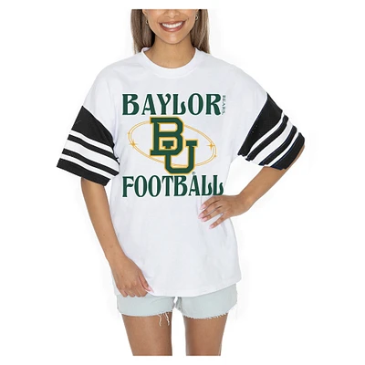 Women's Gameday Couture  White Baylor Bears Starting Lineup Contrast Sporty Heritage Oversized T-Shirt