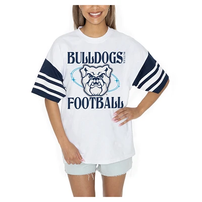 Women's Gameday Couture  White Butler Bulldogs Starting Lineup Contrast Sporty Heritage Oversized T-Shirt