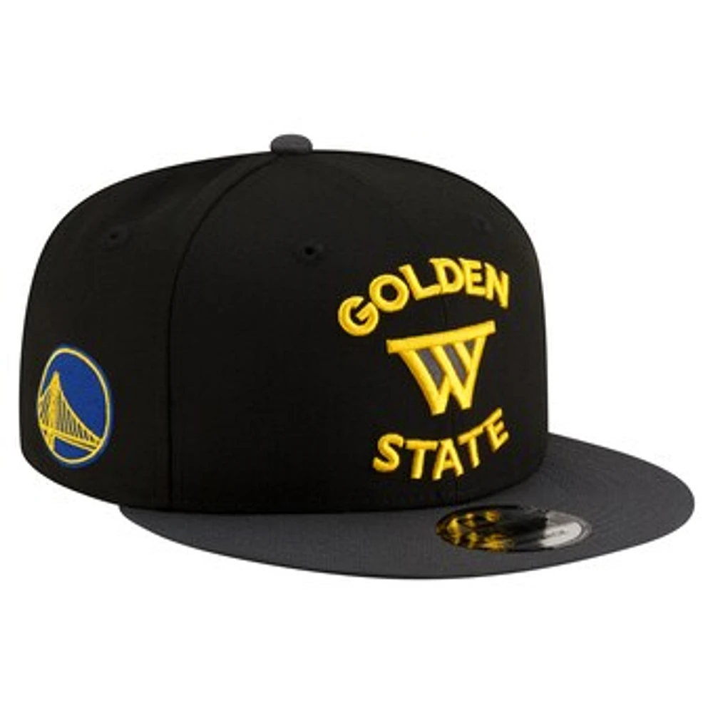 Men's New Era Black Golden State Warriors Jersey Hook Statement Edition 9FIFTY Snapback Hat