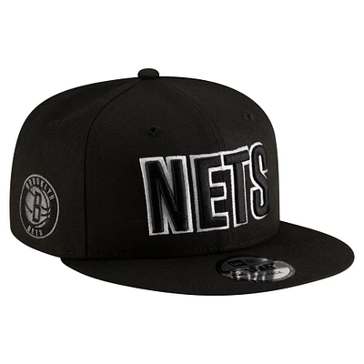 Men's New Era Black Brooklyn Nets Statement Edition Jersey Hook 9FIFTY Snapback Hat