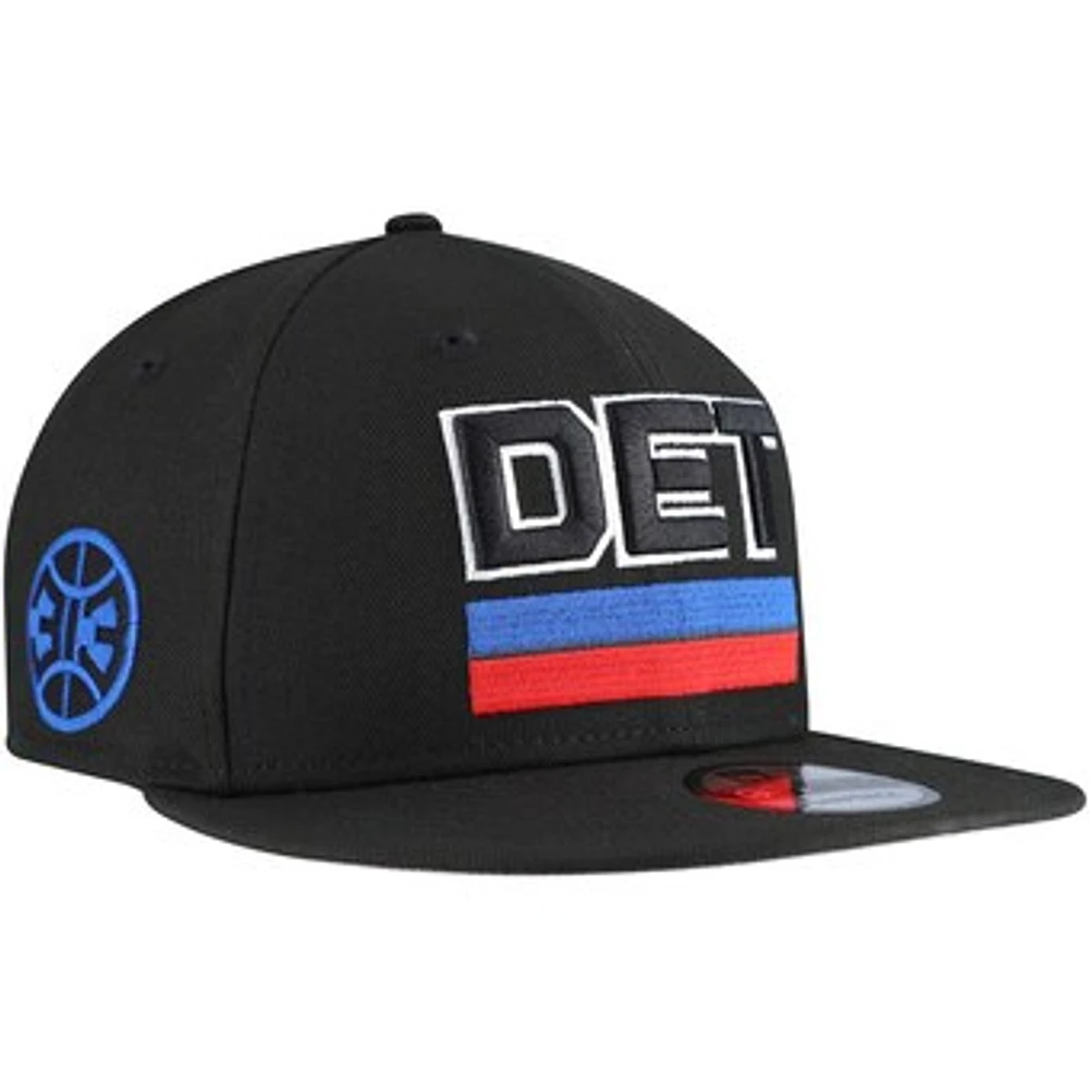 Men's New Era Black Detroit Pistons Jersey Hook Statement Edition 9FIFTY Snapback Hat