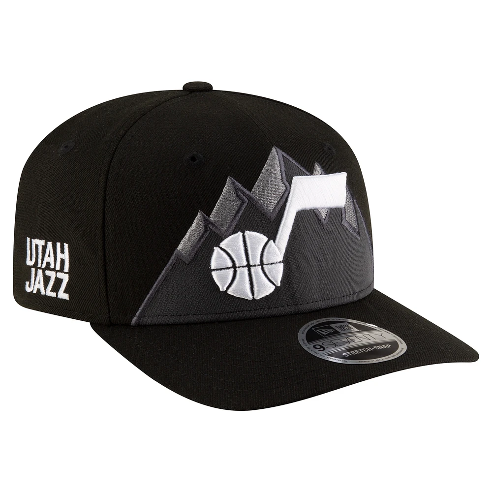 Men's New Era Black Utah Jazz Statement Edition Jersey Hook 9SEVENTY Stretch-Snap Hat