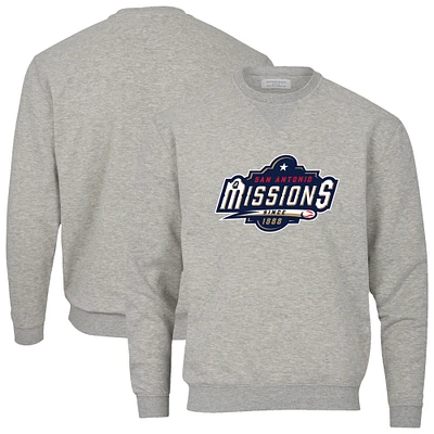 Men's Heather Gray San Antonio Missions Essential Fleece Crewneck Pullover Sweatshirt