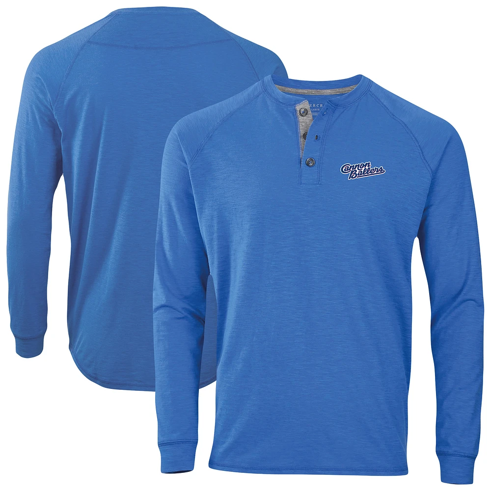 Men's Blue Kannapolis Cannon Ballers Henley Long Sleeve T-Shirt