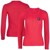 Women's Red Kannapolis Cannon Ballers Harper Henley Long Sleeve T-Shirt